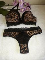 Conjunto Calcinha e sutiã animal print, modelo onça