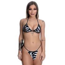 Conjunto Calcinha e Sutiã Sensual Sexy Fetiche Pedrita Zebra Tamanho Unico