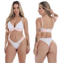 Conjunto calcinha soutien com Bojo Top Flex Super Macio Confortável Sutian Elastico Listrado 10228
