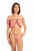 Conjunto Calcinha Transparente Fio String e Bolero Cropped em Tule Namorada