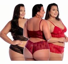 Conjunto Calesson Plus Size + Cropped Em Renda Até o Tamanho 58