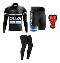 Conjunto Caloi Camisa Manga Longa Bermuda Gel Pernito Uv Mtb