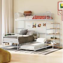 Conjunto Cama Alta com Bicama Infantil / Juvenil Teko Casatema Branco Fosco Conjunto Cama Alta com Bicama Infantil / Juvenil Teko Casatema Branco Fosco