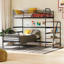 Conjunto Cama Alta com Cama Solteiro Infantil / Juvenil Teko Casatema Azul / Álamo