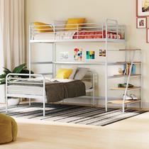 Conjunto Cama Alta com Cama Solteiro Infantil / Juvenil Teko Casatema Branco Fosco /Álamo Conjunto Cama Alta com Cama Solteiro Infantil / Juvenil Teko Casatema Branco Fosco /Álamo