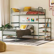 Conjunto Cama Alta com Cama Solteiro Infantil / Juvenil Teko Casatema Preto Fosco / Álamo Conjunto Cama Alta com Cama Solteiro Infantil / Juvenil Teko Casatema Preto Fosco / Álamo