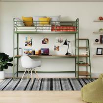 Conjunto Cama Alta Infantil / Juvenil com Mesa de Estudos Teko Casatema Verde / Álamo