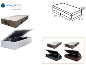 Conjunto Cama Baú Solteiro King Americano + Colchão Sankonfort Tranquillité Molas Ensacadas 96x203x72 - Conforto Intermediário