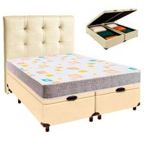 Conjunto Cama Box Bau Blindado Casal + Colchão D20 D20 Inducol + Cabeceira