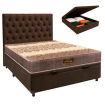 Conjunto Cama Box Bau Blindado Casal + Colchão D26 Ortophedic Sankonfort + Cabeceira