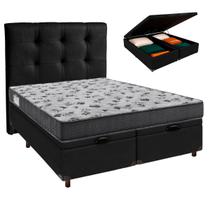 Conjunto Cama Box Bau Blindado Casal + Colchão D33 Iso100 Ortobom + Cabeceira