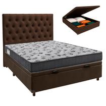 Conjunto Cama Box Bau Blindado Casal + Colchão D33 Iso100 Ortobom + Cabeceira