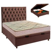 Conjunto Cama Box Bau Blindado Casal + Colchão D33 Maxsono Paropas + Cabeceira