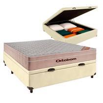 Conjunto Cama Box Bau Blindado Casal + Colchão Molas Ensacadas Airtech Ortobom