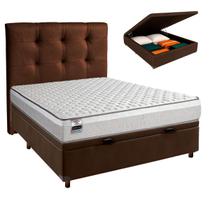Conjunto Cama Box Bau Blindado Casal + Colchão Molas Ensacadas Hanover Inducol + Cabeceira