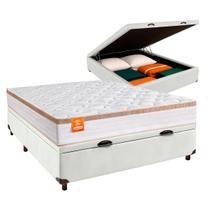 Conjunto Cama Box Bau Blindado Casal + Colchão Molas Ensacadas Isis Real Inducol