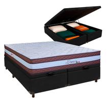 Conjunto Cama Box Bau Blindado Casal + Colchão Molas Ensacadas Legaccy Paropas