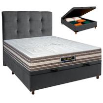 Conjunto Cama Box Bau Blindado Casal + Colchão Molas Ensacadas Legriff Sankonfort + Cabeceira