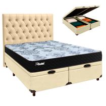 Conjunto Cama Box Bau Blindado Casal + Colchão Molas Ensacadas Life Gold Paropas + Cabeceira