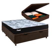 Conjunto Cama Box Bau Blindado Casal + Colchão Molas Ensacadas Life Gold Paropas
