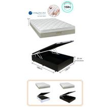Conjunto Cama Box Baú Blindado Casal + Colchão Sankonfort Strong 138x188x74 - Linha Alta - Firme e Resistente (até 150kg de cada lado)