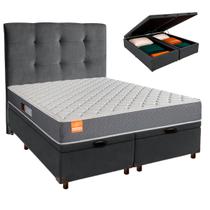 Conjunto Cama Box Bau Blindado Queen + Colchão D23 Pro Inducol + Cabeceira