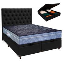 Conjunto Cama Box Bau Blindado Queen + Colchão Molas Ensacadas Petrus Paropas + Cabeceira