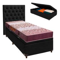 Conjunto Cama Box Bau Blindado Solteiro + Colchão D26 Ortophedic Sankonfort + Cabeceira