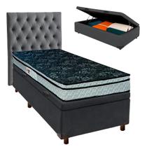Conjunto Cama Box Bau Blindado Solteiro + Colchão D28 Conforto Paropas + Cabeceira