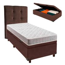 Conjunto Cama Box Bau Blindado Solteiro + Colchão D33 D33 Inducol + Cabeceira