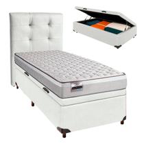 Conjunto Cama Box Bau Blindado Solteiro + Colchão Molas Ensacadas Hanover Inducol + Cabeceira