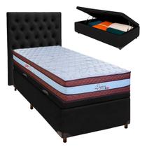 Conjunto Cama Box Bau Blindado Solteiro + Colchão Molas Ensacadas Legaccy Paropas + Cabeceira Conjunto Cama Box Bau Blindado Solteiro + Colchão Molas Ensacadas Legaccy Paropas + Cabeceira