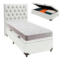 Conjunto Cama Box Bau Branco Solteiro + Colchão D33 D33 Inducol + Cabeceira