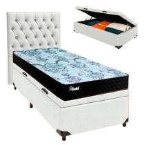 Conjunto Cama Box Bau Branco Solteiro + Colchão Molas Ensacadas Life Gold Paropas + Cabeceira