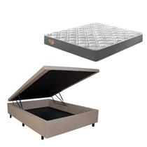 Conjunto Cama Box Baú Casal 138x188cm em material sintético com Colchão Adapto Molas Ensacadas B&G