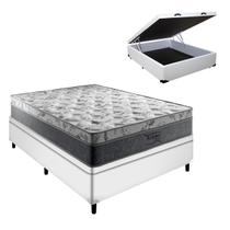 Conjunto Cama Box Baú Casal Branco Palermo Molas Ensacadas