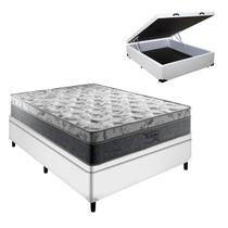 Conjunto Cama Box Baú Casal Branco Palermo Molas Ensacadas