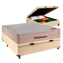 Conjunto Cama Box Bau Casal + Colchão Airtech Ortobom