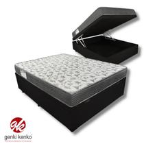 Conjunto Cama Box Baú Casal + Colchão D45 Semi Ortopédico Linha Platinum Suede