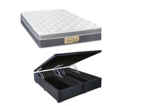 Conjunto Cama Box Baú Casal King + Colchão Confortável Sankonfort Sleep Fresh 193x203x72
