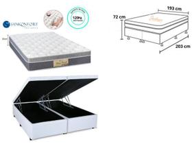 Conjunto Cama Box Baú Casal King + Colchão Sankonfort Sleep Fresh 193x203x72 (Molas Ensacadas Super Confortável)