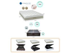 Conjunto Cama Box Baú Casal King + Colchão Sankonfort Strong 193x203x74- Molas Ensacadas Firme - Linha Luxo