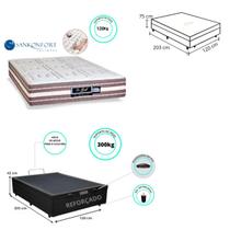 Conjunto Cama Box Baú Casal Medida Especial Viúva + Colchão Sankonfort Le Griff 120x203x75 (Ideal para Espaços Pequenos)