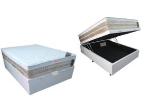 Conjunto Cama Box Baú Casal Padrão Viúva + Colchão Castor Premium Tecnopedic 128x188x72 ( Linha Alta e Firme)