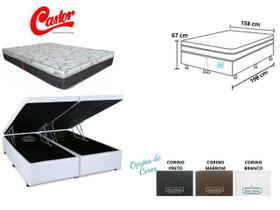 Conjunto Cama Box Baú Casal Queen Jadmax + Colchão Castor Class 158x198x67