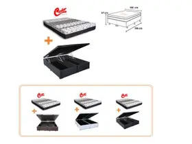 Conjunto Cama Box Baú Casal Queen Jadmax + Colchão Castor Molas Class 158x198x67