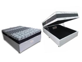 Conjunto Cama Box Baú Casal Viúva + Colchão de Molas Castor Class 128x188x67 - Ideal para Quartos Estreitos