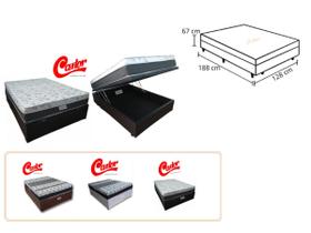 Conjunto Cama Box Baú Casal Viúva + Colchão de Molas Castor Class 128x188x67 - Ideal para Quartos Estreitos Conjunto Cama Box Baú Casal Viúva + Colchão de Molas Castor Class 128x188x67 - Ideal para Quartos Estreitos