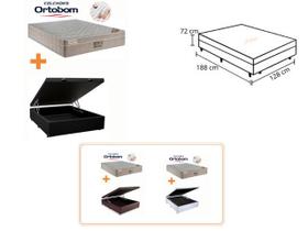 Conjunto Cama Box Baú Casal Viúva + Colchão Ortobom Airtech Molas Ensacadas 128x188x72