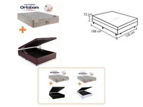 Conjunto Cama Box Baú Casal Viúva + Colchão Ortobom Airtech Molas Ensacadas 128x188x72 Conjunto Cama Box Baú Casal Viúva + Colchão Ortobom Airtech Molas Ensacadas 128x188x72